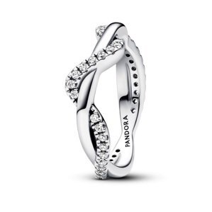 Pandora Zvlněný stříbrný prsten se zirkony Timeless 193098C01 60 mm