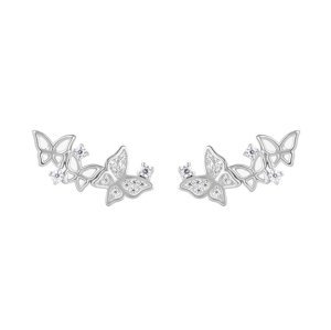 Preciosa Podélné stříbrné náušnice s motýlky Butterfly Waltz Candy 5399 00
