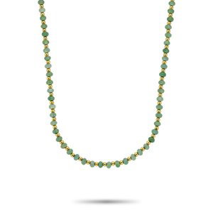 Rebel&Rose Korálkový náhrdelník Mix Green Adventure Gold RR-NL048-G-40