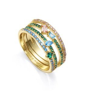 Viceroy Třpytivý pozlacený prsten pro ženy Elegant 15121A012-39 52 mm