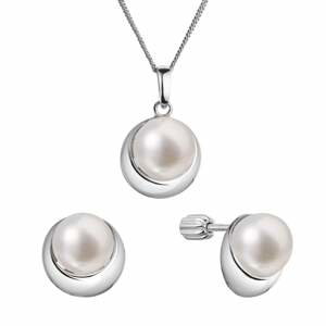 Evolution Group Půvabná sada stříbrných šperků s pravými perlami 29053.1B (náušnice, řetízek, přívěsek)