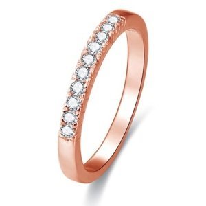 Beneto Růžově pozlacený stříbrný prsten s krystaly AGG188 56 mm