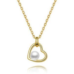 Beneto Pozlacený stříbrný náhrdelník s říční perlou AGS1230/47P-GOLD