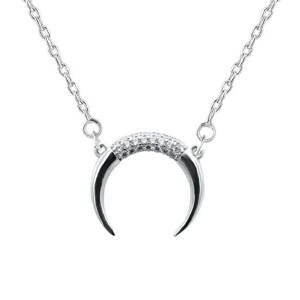 Beneto Minimalistický stříbrný náhrdelník Půlměsíc AGS650/47