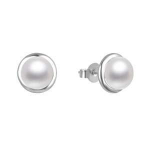 Beneto Elegantní stříbrné náušnice s perlami AGUP2685P