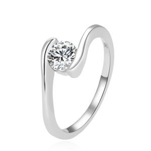 Beneto Elegantní stříbrný prsten s čirým zirkonem AGG367 56 mm