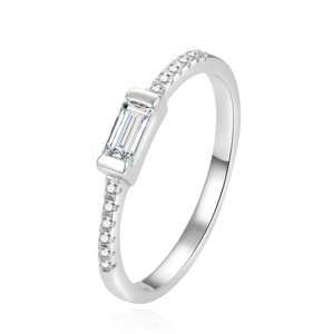 Beneto Minimalistický stříbrný prsten se zirkony AGG407 60 mm