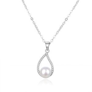 Beneto Elegantní stříbrný náhrdelník s pravou perlou AGS984/47P