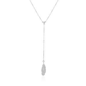 Beneto Stylový stříbrný náhrdelník s peříčkem AGS986/47