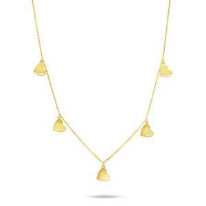 Brilio Něžný náhrdelník ze žlutého zlata se srdíčky NCL062AUY