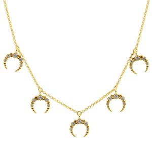 Brilio Silver Moderní pozlacený náhrdelník s půlměsíci NCL12Y