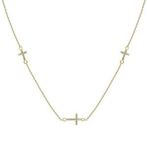 Brilio Silver Elegantní pozlacený náhrdelník se zirkony NCL27Y