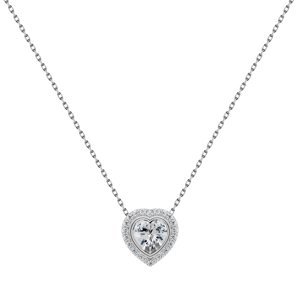 Brilio Silver Elegantní stříbrný náhrdelník s čirými zirkony Srdce NCL23W (řetízek, přívěsek)