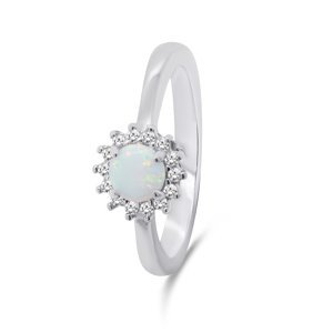 Brilio Silver Nádherný stříbrný prsten s opálem a zirkony RI056W 58 mm