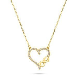 Brilio Silver Romantický pozlacený náhrdelník se zirkony NCL52Y