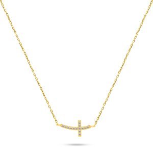 Brilio Silver Pozlacený náhrdelník Křížek se zirkony NCL57Y