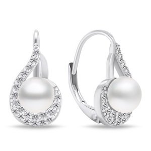 Brilio Silver Elegantní stříbrné náušnice s perlami EA751W