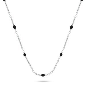 Brilio Silver Stříbrný náhrdelník s černými kuličkami NCL112WBC