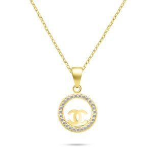 Brilio Silver Módní pozlacený náhrdelník se zirkony NCL139Y World Icon (řetízek, přívěsek)