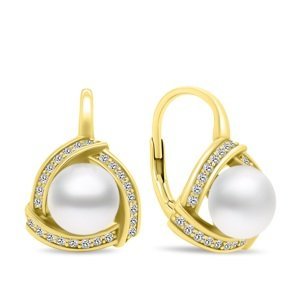 Brilio Silver Luxusní perlové náušnice z pozlaceného stříbra EA393Y