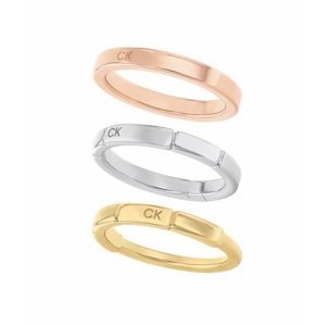 Calvin Klein Slušivý tricolor prsten 3 v 1 Soft Squares 35000458 54 mm