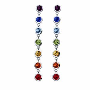 CRYSTalp Dlouhé náušnice s barevnými krystaly Balance Post Chakra 42162.MUL.E