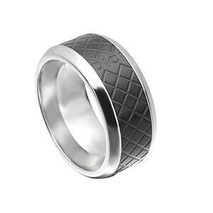 Dici Milano Černý vzorovaný prsten z oceli DCRG501502 64 mm