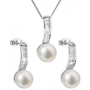 Evolution Group Luxusní stříbrná souprava s pravými perlami Pavona 29019.1