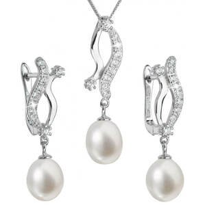 Evolution Group Luxusní stříbrná souprava s pravými perlami Pavona 29028.1 (náušnice, řetízek, přívěsek)