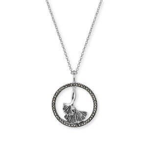 Engelsrufer Krásný stříbrný náhrdelník s markazity ERN-GINKGO-MA (řetízek, přívěsek)