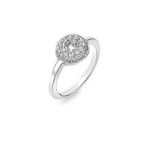 Hot Diamonds Třpytivý stříbrný prsten s diamantem a topazy Forever DR245 50 mm