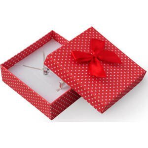 JK Box Červená dárková krabička s puntíky a mašličkou KK-4/A7