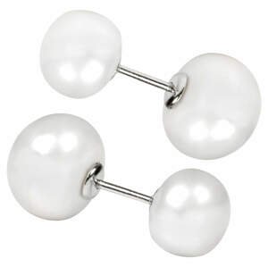 JwL Luxury Pearls Stříbrné oboustranné náušnice s pravými bílými perlami JL0255