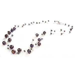 JwL Luxury Pearls Náhrdelník z levitujících tmavých pravých perel JL0325