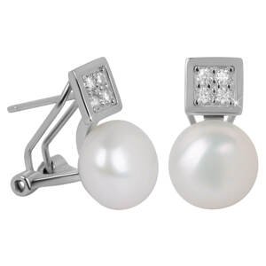 JwL Luxury Pearls Nádherné náušnice s pravou perlou a krystaly JL0430