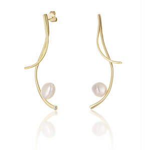 JwL Luxury Pearls Dlouhé pozlacené náušnice s pravými barokními perlami JL0682