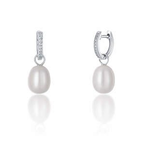 JwL Luxury Pearls Stříbrné kruhové náušnice á la vévodkyně Kate s pravou perlou a zirkony 3v1 JL0685
