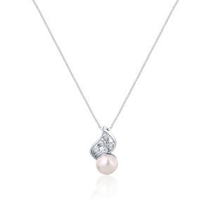 JwL Luxury Pearls Něžný náhrdelník s pravou perlou a zirkony JL0749 (řetízek, přívěsek)