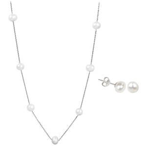 JwL Luxury Pearls Zvýhodněná perlová souprava šperků JL0026 a JL0355 (náhrdelník, náušnice)