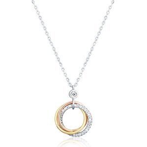 JVD Elegantní stříbrný tricolor náhrdelník se zirkony Kruhy SVLN0138XH2TR45