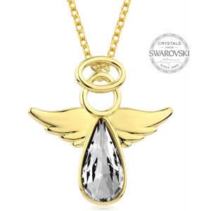 Levien Pozlacený náhrdelník s krystalem Angel Rafael