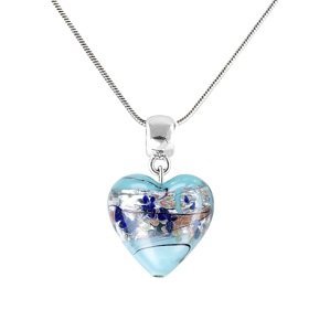 Lampglas Půvabný náhrdelník Ice Heart s ryzím stříbrem v perle Lampglas NLH29