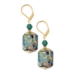 Lampglas Slušivé náušnice Emerald Oasis s 24karátovým zlatem v perlách Lampglas ECU68