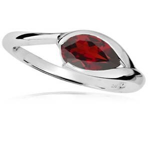 MOISS Elegantní stříbrný prsten s červeným granátem RG000 54 mm