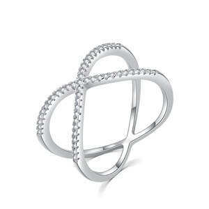 MOISS Minimalistický dvojitý prsten ze stříbra se zirkony R00021 52 mm