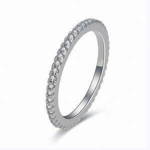 MOISS Minimalistický stříbrný prsten se zirkony R00020 44 mm