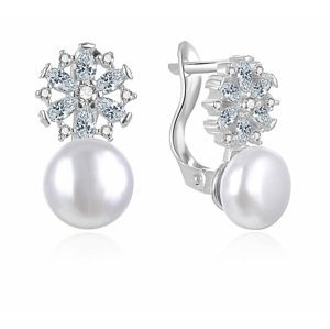 MOISS Elegantní stříbrné náušnice s perlami a zirkony E0002566