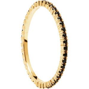 PDPAOLA Minimalistický pozlacený prsten s černými zirkony Black Essential Gold AN01-348 52 mm