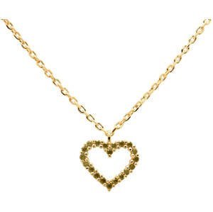 PDPAOLA Něžný pozlacený náhrdelník se srdíčkem Olive Heart Gold CO01-223-U (řetízek, přívěsek)