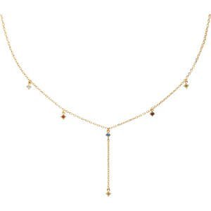 PDPAOLA Půvabný pozlacený náhrdelník se zirkony MANA Gold CO01-194-U